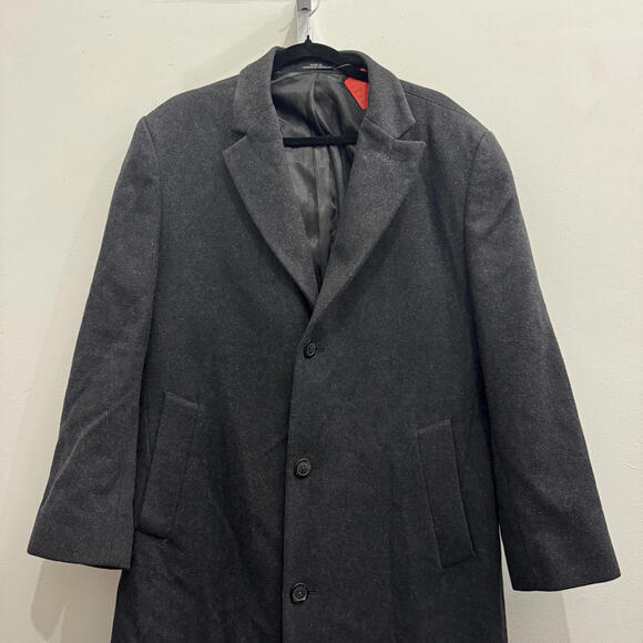 London Fog Men's Dark Gray Wool Overcoat